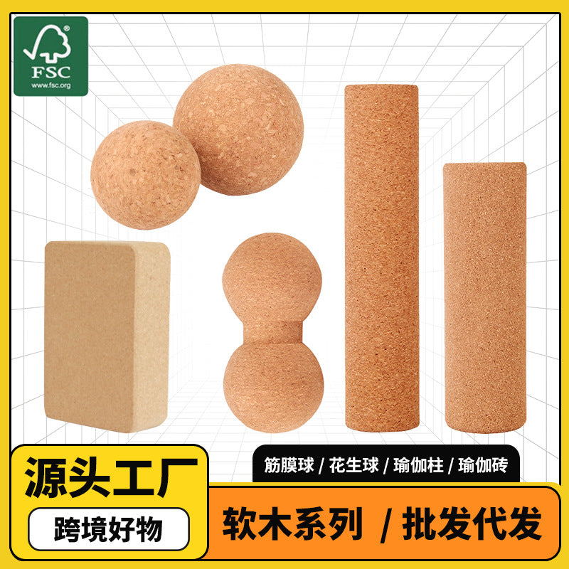 Cork Pilates massage ball and roller set for recovery and mobility work