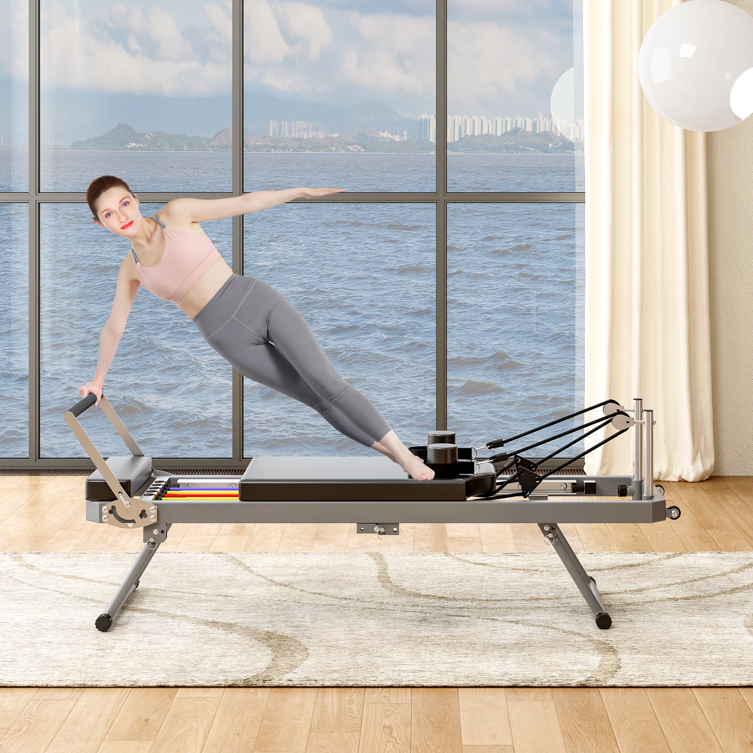 Foldable Pilates Reformer – Commercial-Grade Home & Studio Machine (Black) product image