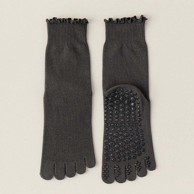 Lace Trim Five-Toe Grip Pilates Socks product image