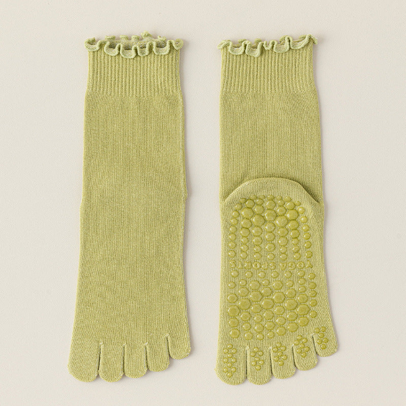 Lace Trim Five-Toe Grip Pilates Socks product image