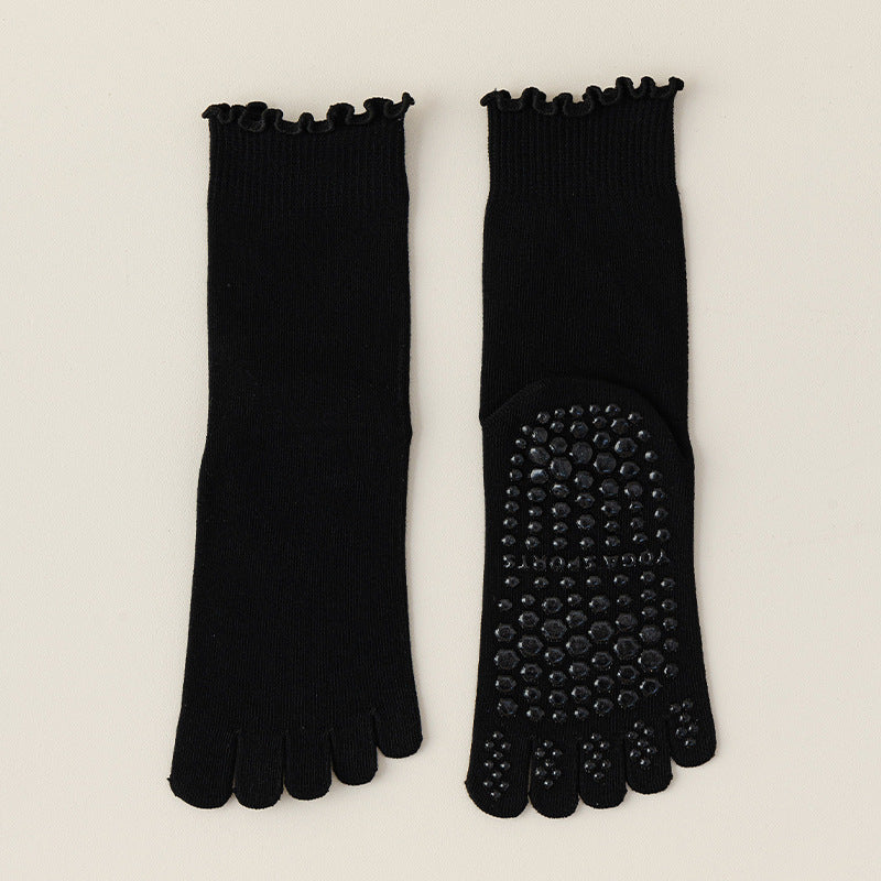 Lace Trim Five-Toe Grip Pilates Socks product image