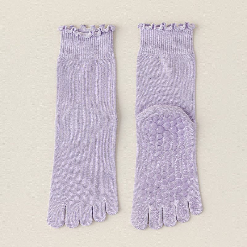 Lace Trim Five-Toe Grip Pilates Socks product image