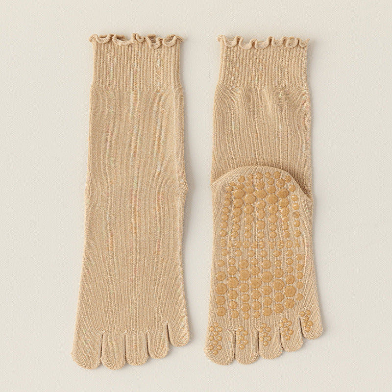 Lace Trim Five-Toe Grip Pilates Socks product image
