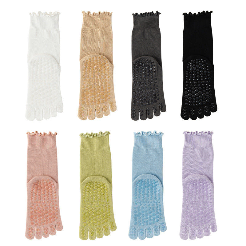 Lace Trim Five-Toe Grip Pilates Socks product image