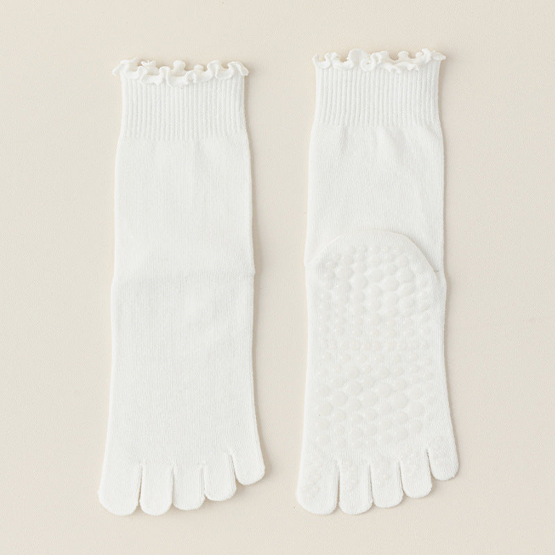 Lace Trim Five-Toe Grip Pilates Socks product image