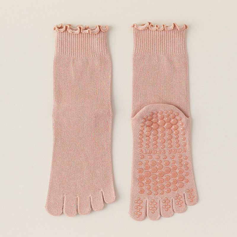 Lace Trim Five-Toe Grip Pilates Socks product image