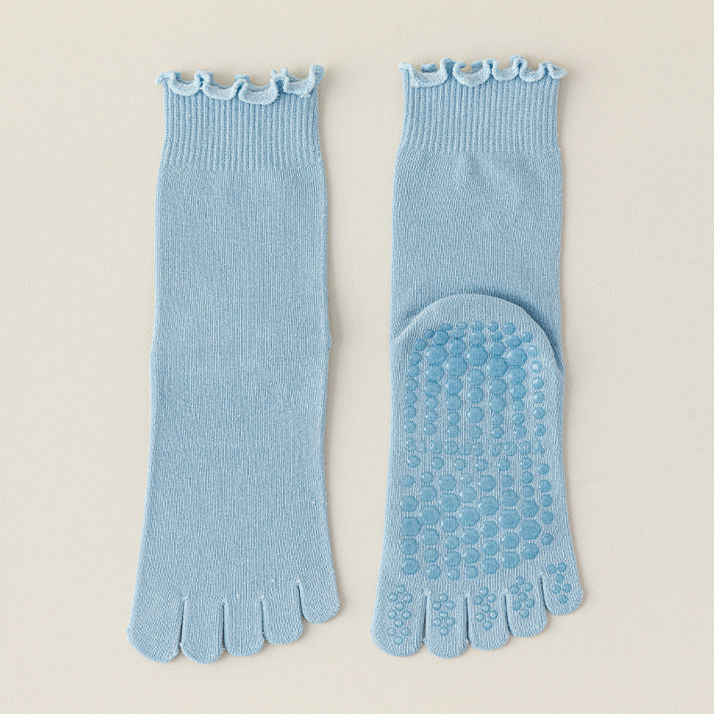 Lace Trim Five-Toe Grip Pilates Socks product image