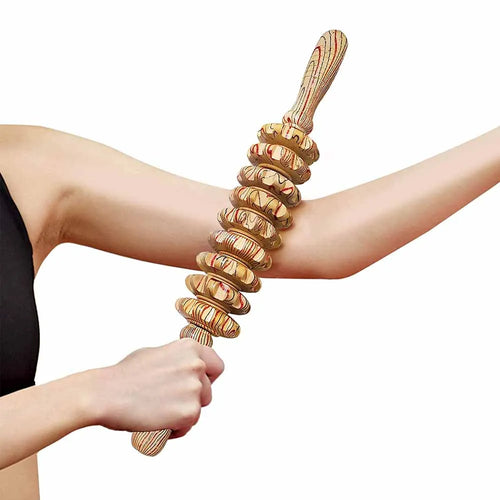 9-Roller Wooden Body Massager – Anti-Cellulite Massage Tool product image