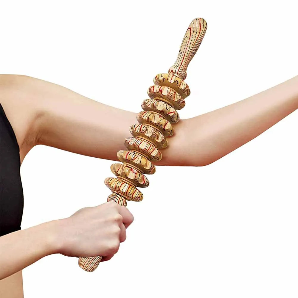 Wooden 9-Roller Massage Stick – Anti-Cellulite Body Roller product image