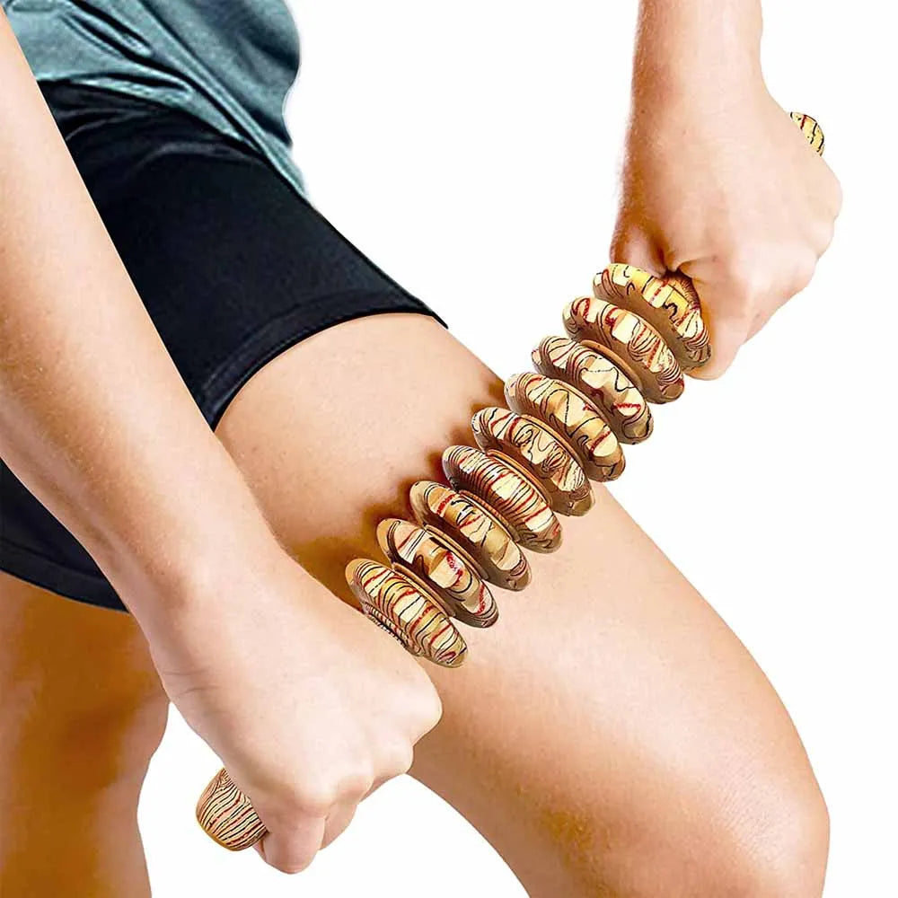 9-Roller Wooden Body Massager – Anti-Cellulite Massage Tool product image