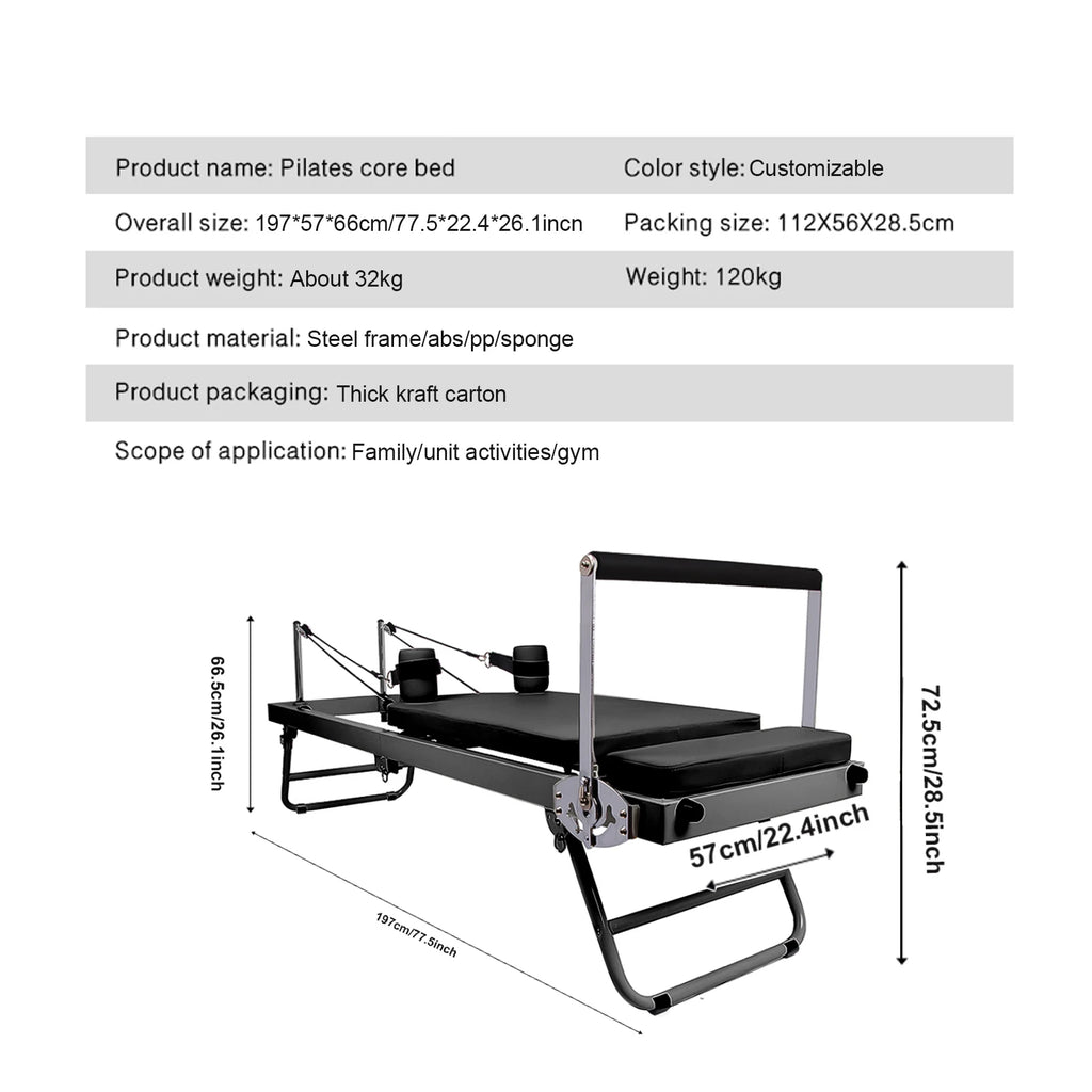 Adjustable Home Pilates Reformer – Multi-Resistance Studio Bed product image