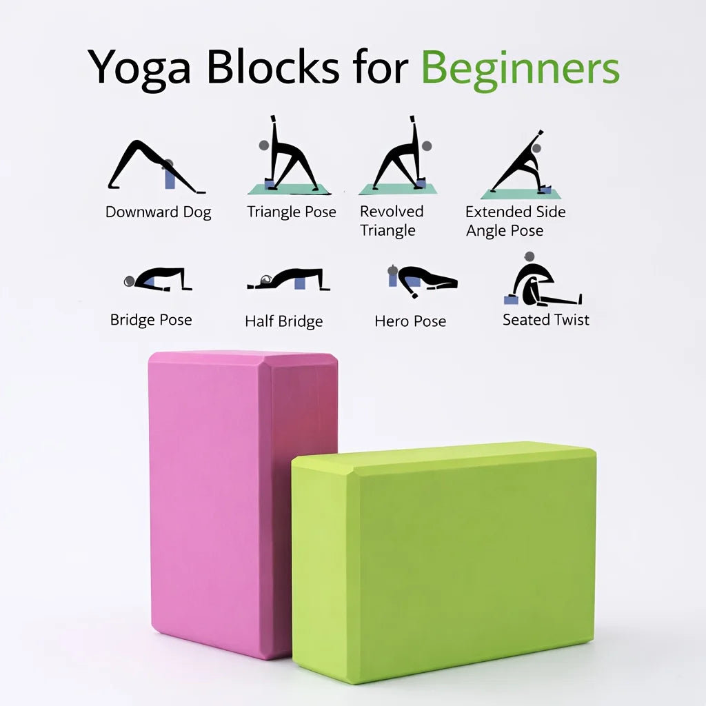 2-Pack Non-Slip High-Density Yoga Blocks – Foam Bricks for Pilates, Stretching & Balance