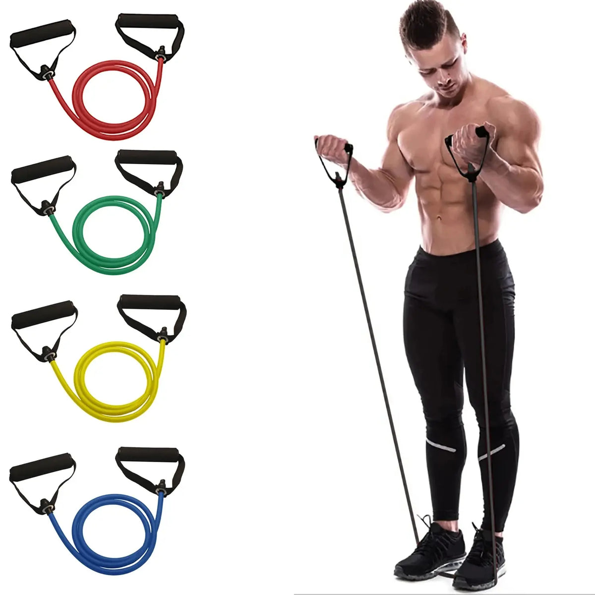 Pilates Resistance Bands with Handles – 10 to 30 lb for Full-Body Strength Training at Home