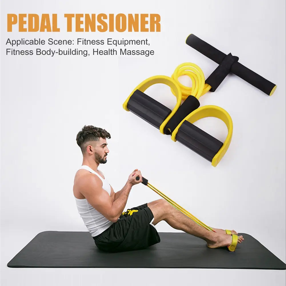 Pilates 4-Tube Elastic Pedal Puller Resistance Band – Portable Full-Body Fitness & Cardio Training