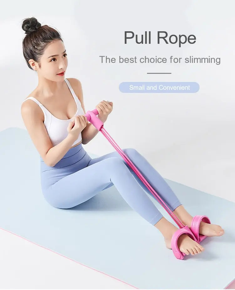 Pilates 4-Tube Elastic Pedal Puller Resistance Band – Portable Full-Body Fitness & Cardio Training
