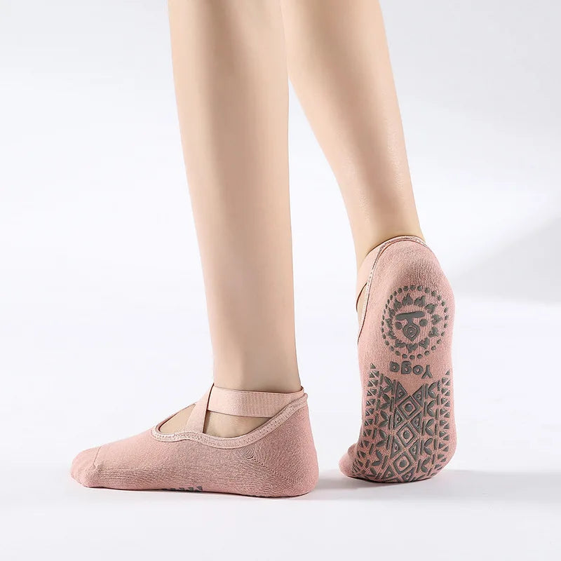 Backless Non-Slip Yoga Socks for Women – Bandage Ankle Grip product image