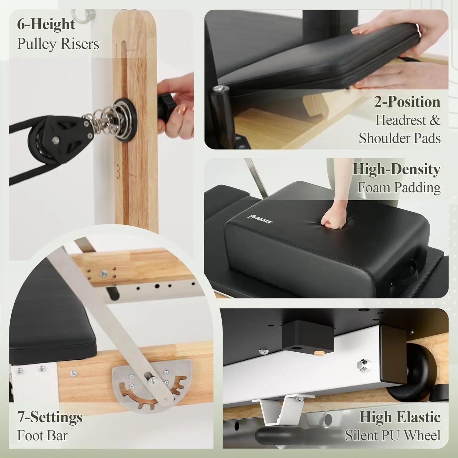 Wooden Pilates Reformer with Cadillac Trapeze Table – Oak Frame, Includes Sitting Box & Jump Board