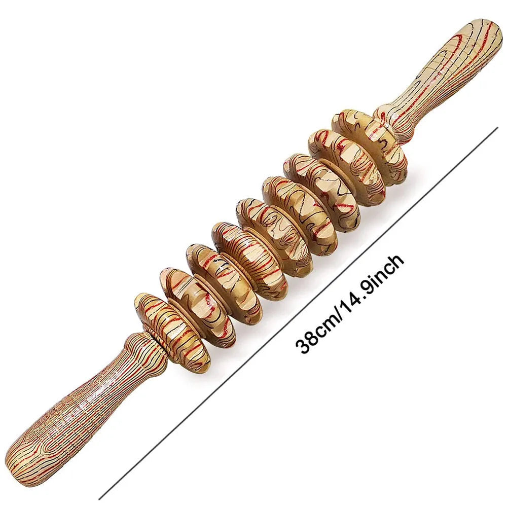 Wooden 9-Roller Massage Stick – Anti-Cellulite Body Roller product image