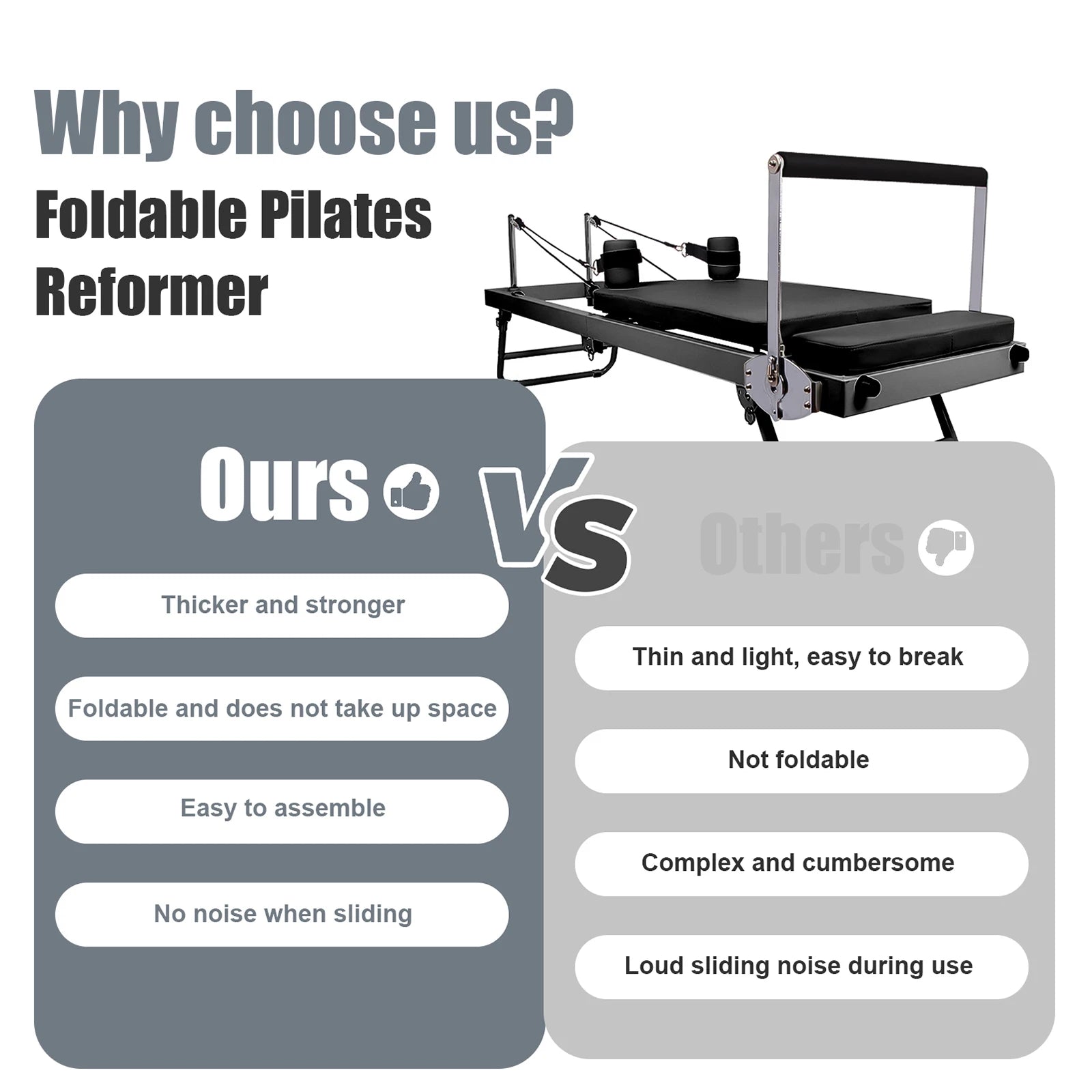 Adjustable Home Pilates Reformer – Multi-Resistance Studio Bed product image