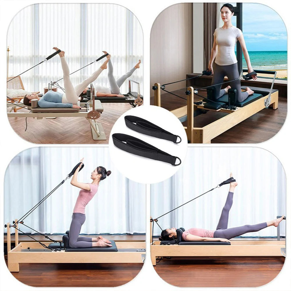 Pilates Double Loop Straps – Set of 2 with D-Ring for Reformer Hand & Foot Exercises