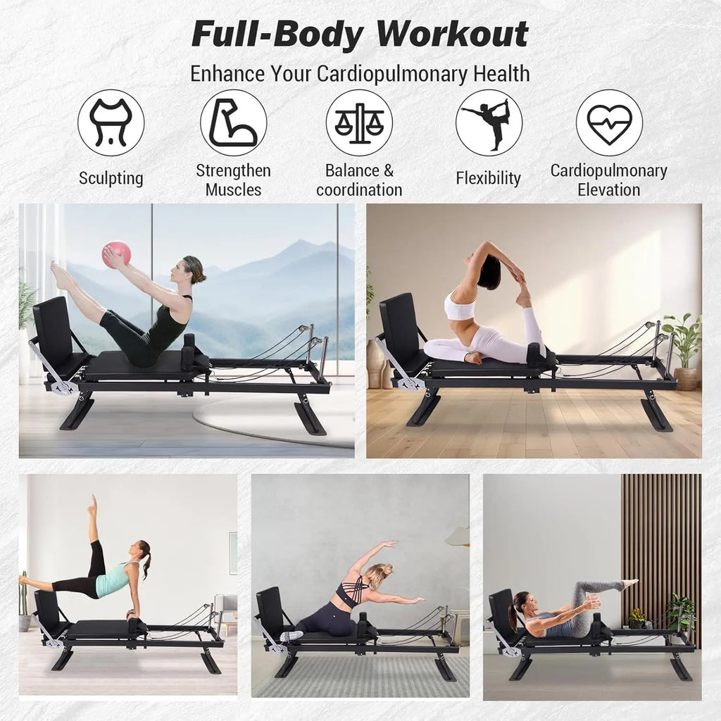 Adjustable Jump Board Pilates Reformer – Foldable Home Studio Machine product image