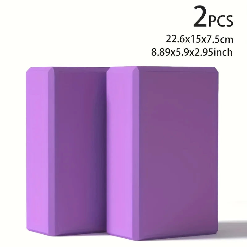 2-Pack Non-Slip High-Density Yoga Blocks – Foam Bricks for Pilates, Stretching & Balance