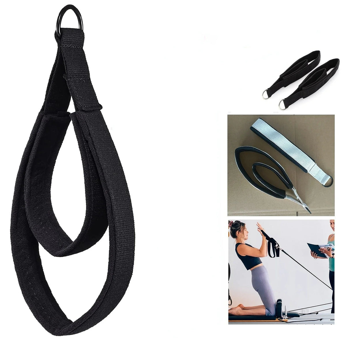 Pilates Double Ring Ankle Strap – Elastic Stretch Cord for Reformer Bed, Yoga & Resistance Training