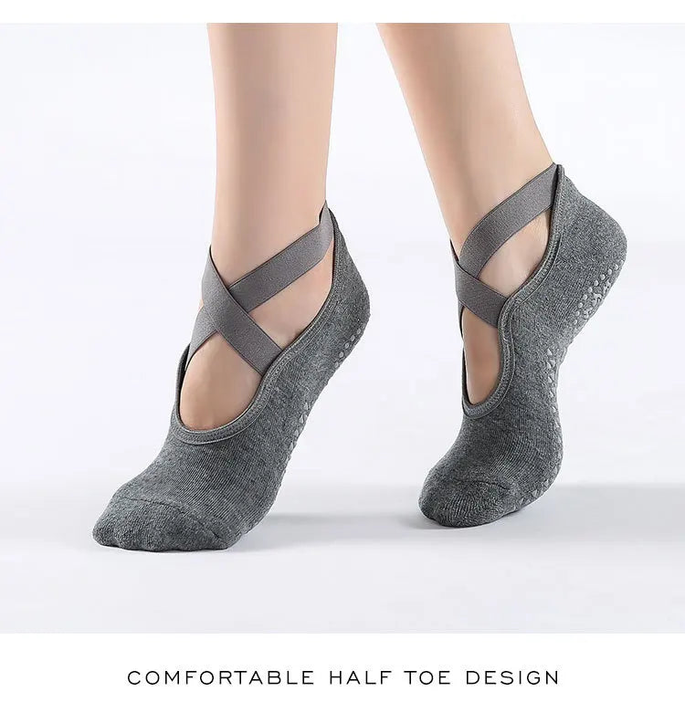 Backless Non-Slip Yoga Socks for Women – Bandage Ankle Grip product image