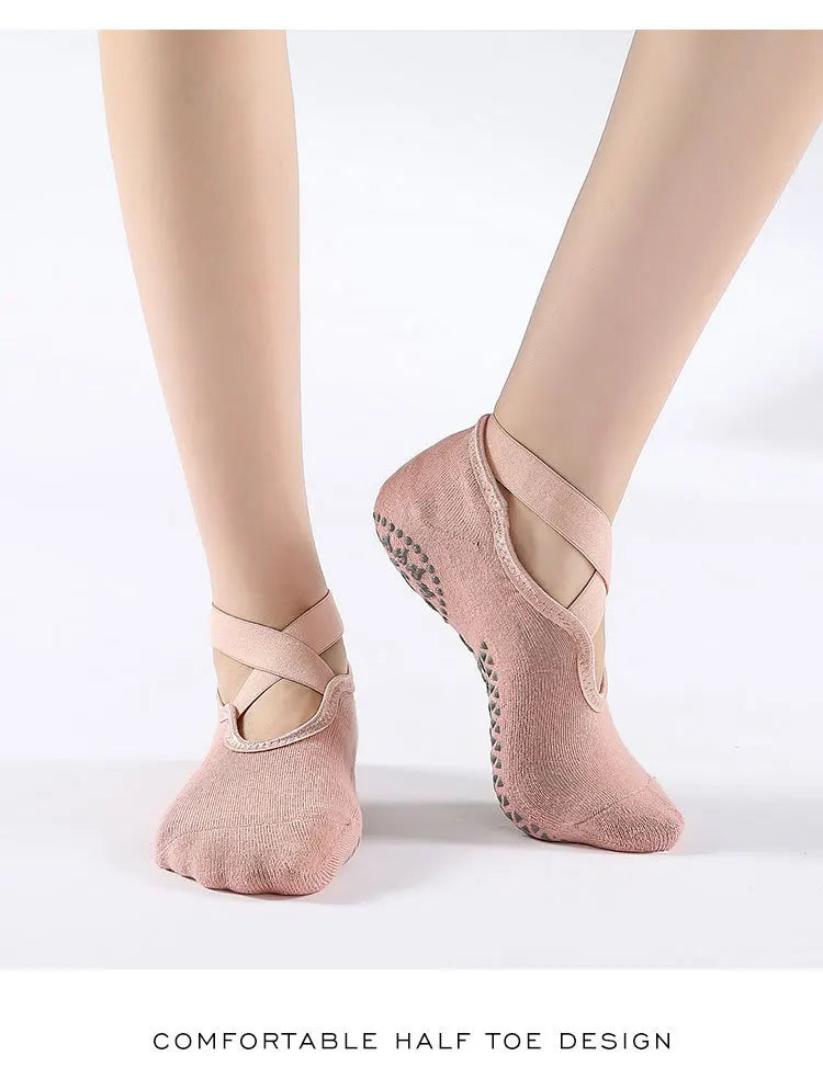 Backless Non-Slip Yoga Socks for Women – Bandage Ankle Grip product image