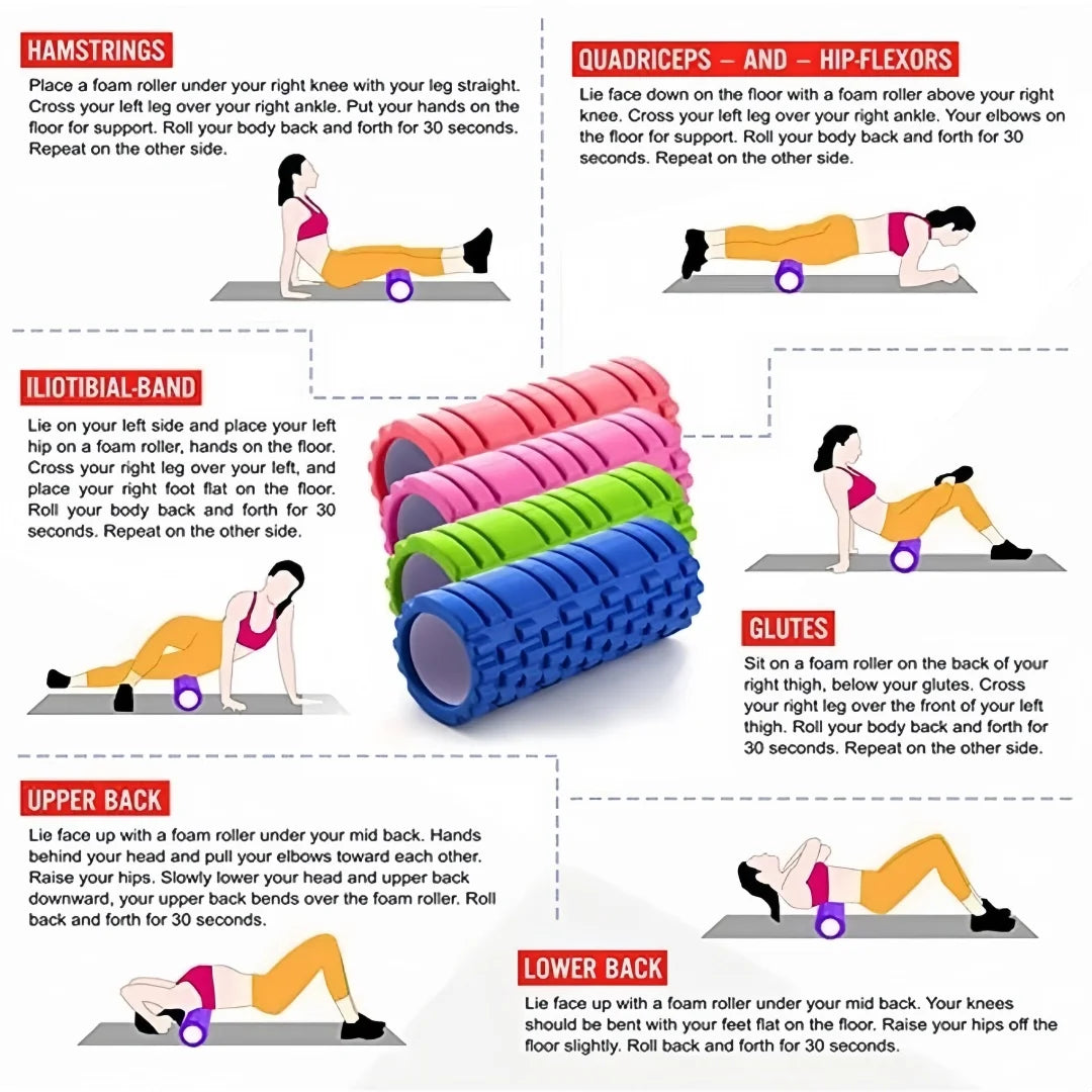 Pilates Hollow Foam Roller – 3D Floating Texture for Muscle Massage, Fascia Release & Yoga Recovery