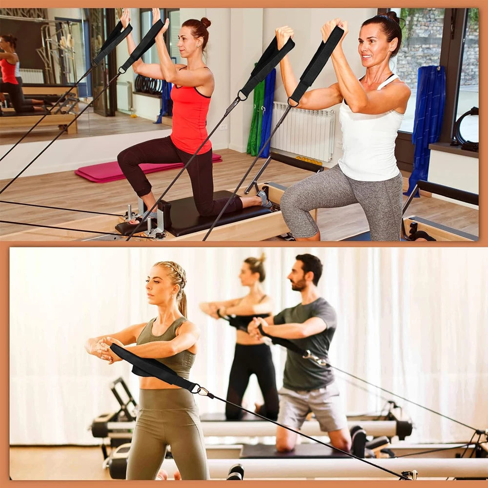 Pilates Double Loop Strap with D-Ring – Double Padded Hand & Foot Strap for Reformer & Yoga Training
