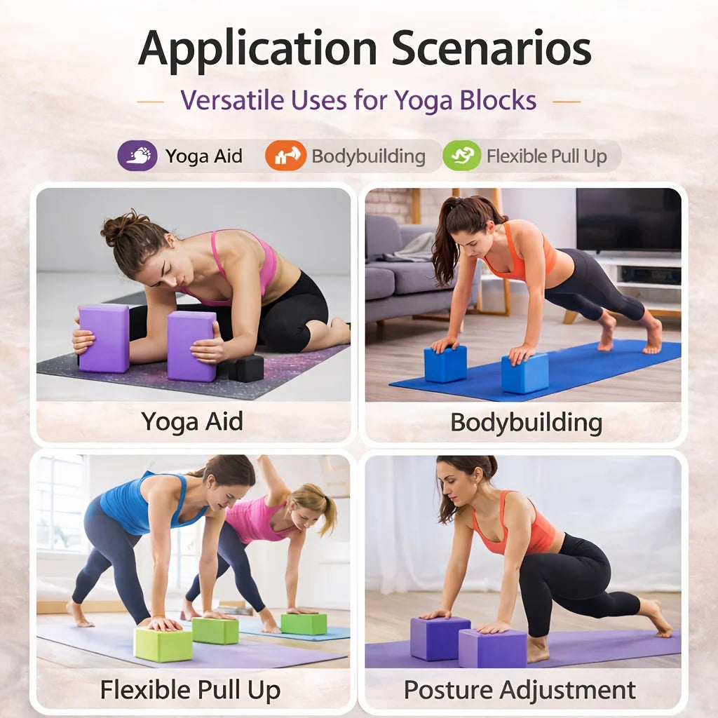 2-Pack Non-Slip High-Density Yoga Blocks – Foam Bricks for Pilates, Stretching & Balance