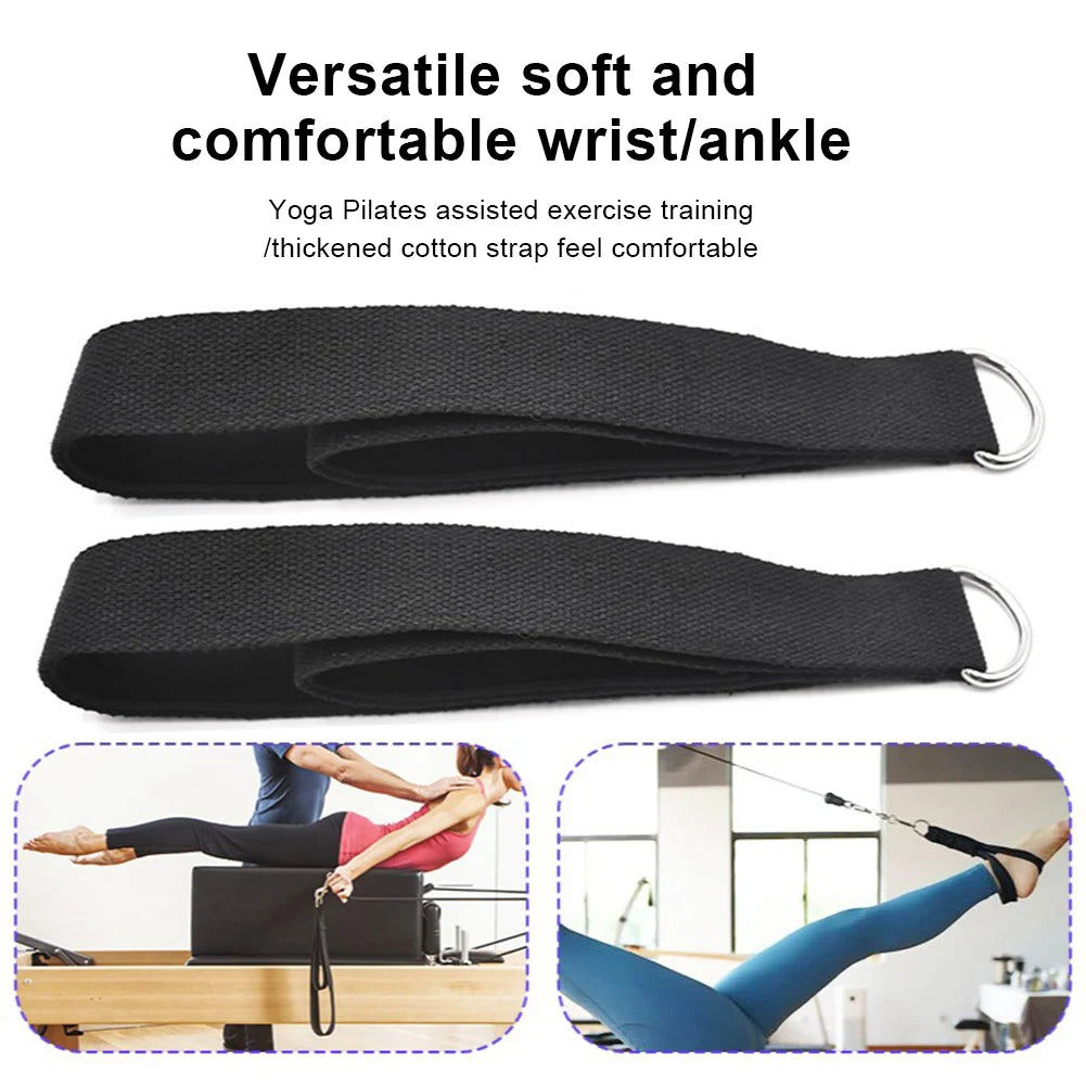 Pilates Double Loop Straps – Set of 2 with D-Ring for Reformer Hand & Foot Exercises