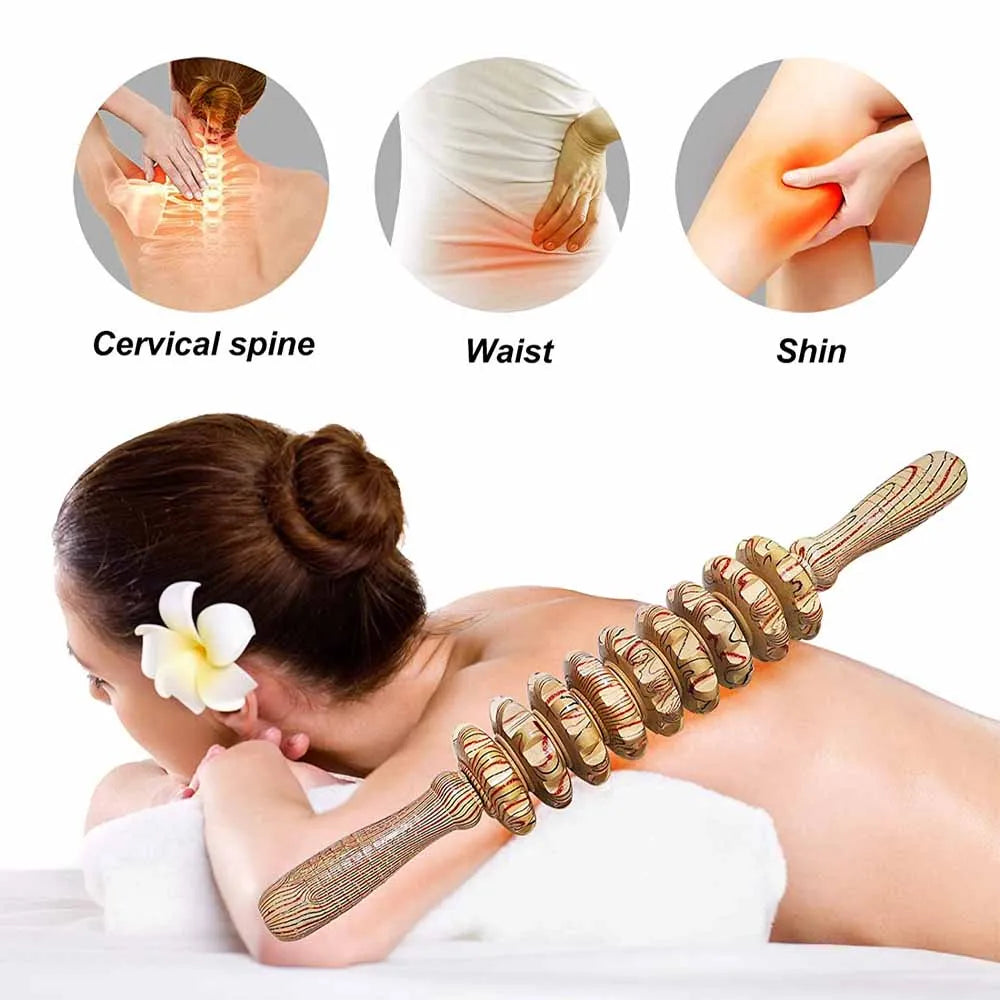 9-Roller Wooden Body Massager – Anti-Cellulite Massage Tool product image