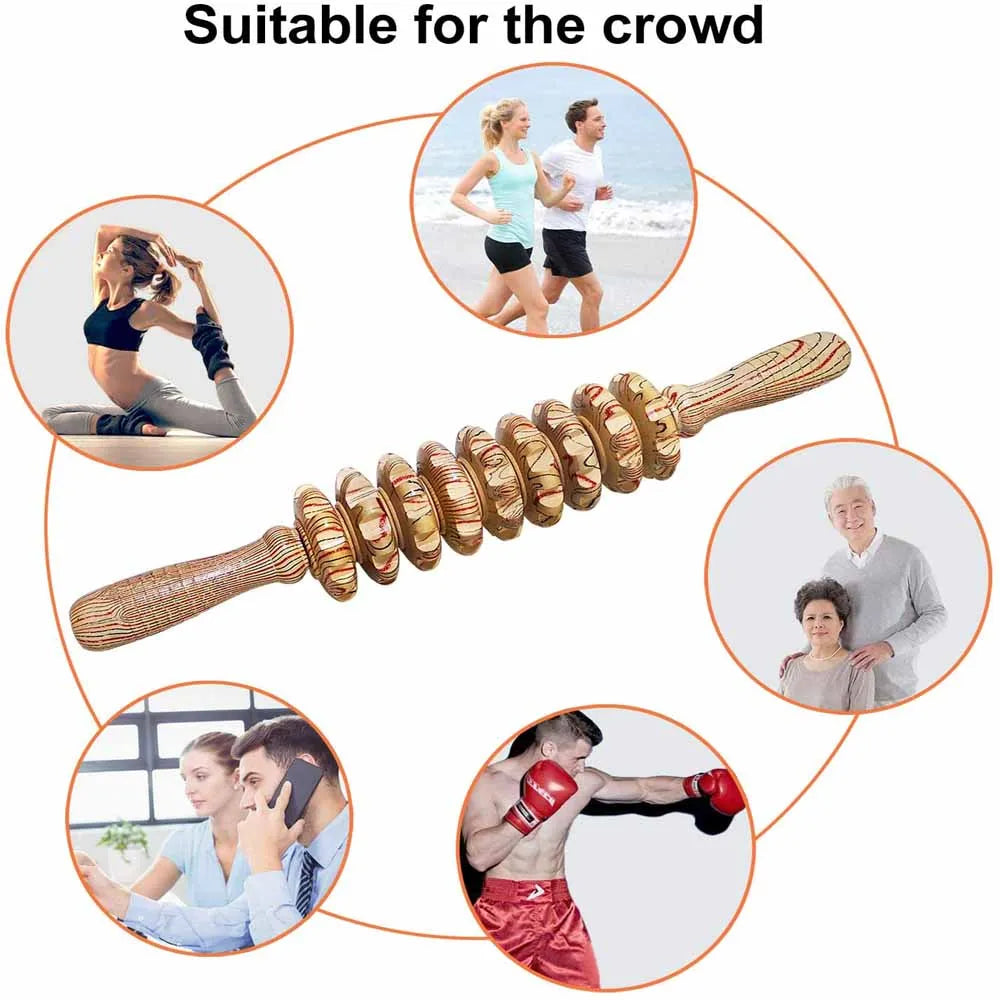 9-Roller Wooden Body Massager – Anti-Cellulite Massage Tool product image