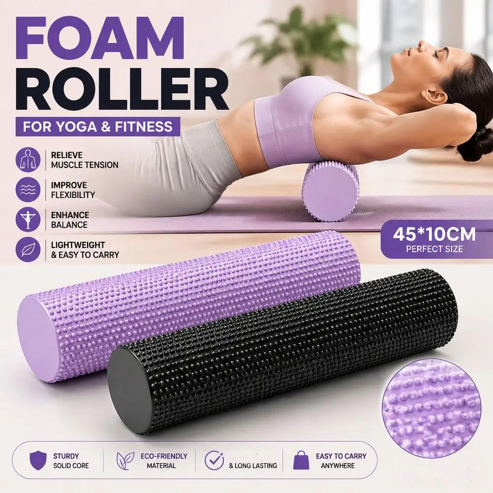Pilates High-Density EVA Foam Roller – 45x10cm for Muscle Recovery, Body Shaping & Yoga Stretching