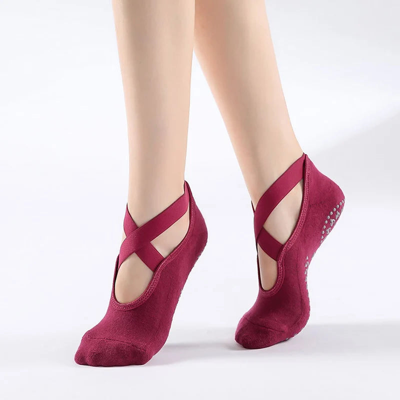 Backless Non-Slip Yoga Socks for Women – Bandage Ankle Grip product image