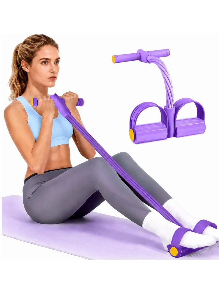 6-Tube Resistance Band Set with Foot Pedal – Natural Rubber Pull Rope for Pilates & Strength Training