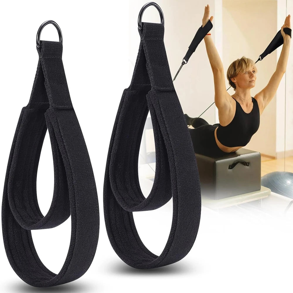 Pilates Double Loop Strap with D-Ring – Double Padded Hand & Foot Strap for Reformer & Yoga Training