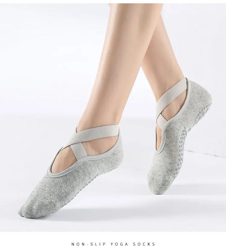 Backless Non-Slip Yoga Socks for Women – Bandage Ankle Grip product image