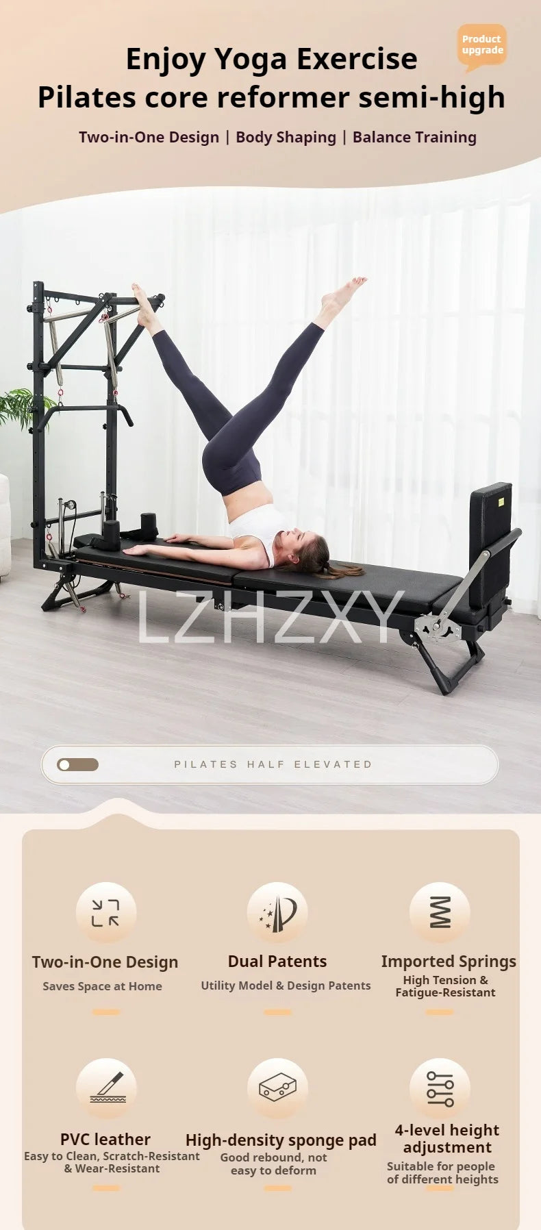Foldable Half Tower Pilates Reformer – Home Studio Machine product image