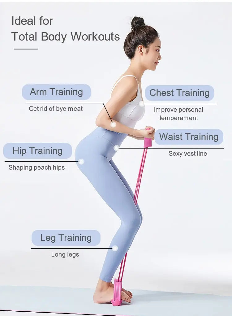 Pilates 4-Tube Elastic Pedal Puller Resistance Band – Portable Full-Body Fitness & Cardio Training