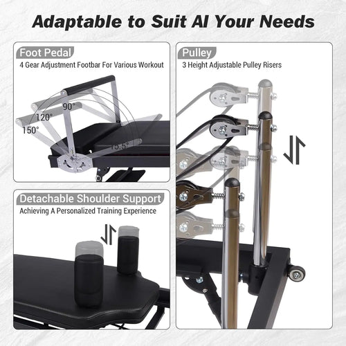 Adjustable Jump Board Pilates Reformer – Foldable Home Studio Machine product image