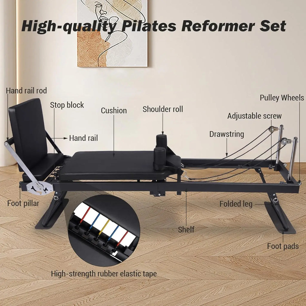 Adjustable Jump Board Pilates Reformer – Foldable Home Studio Machine product image