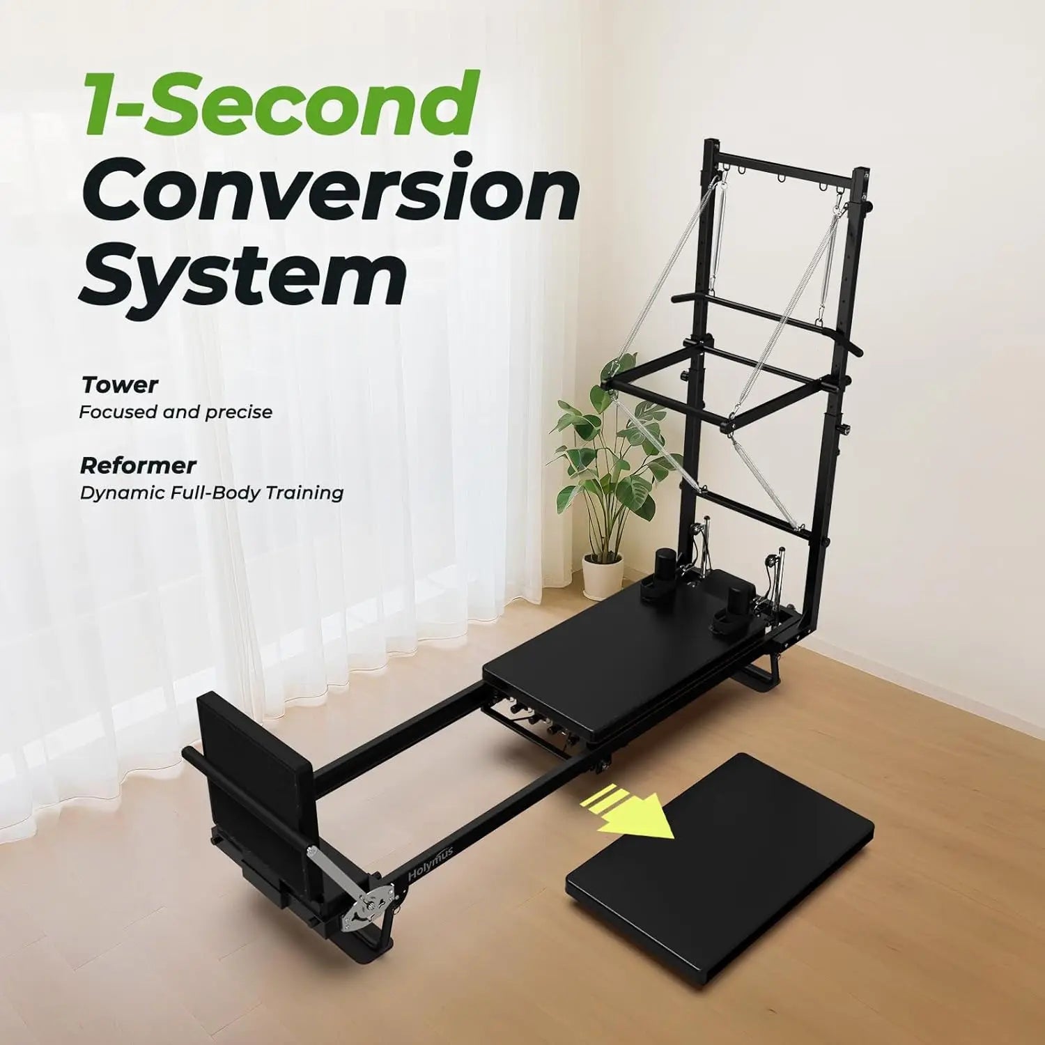 93" Foldable Pilates Reformer with Tower System – 3-in-1 Reformer/Tower/Cadillac, 500 Lb Capacity, Space-Saving