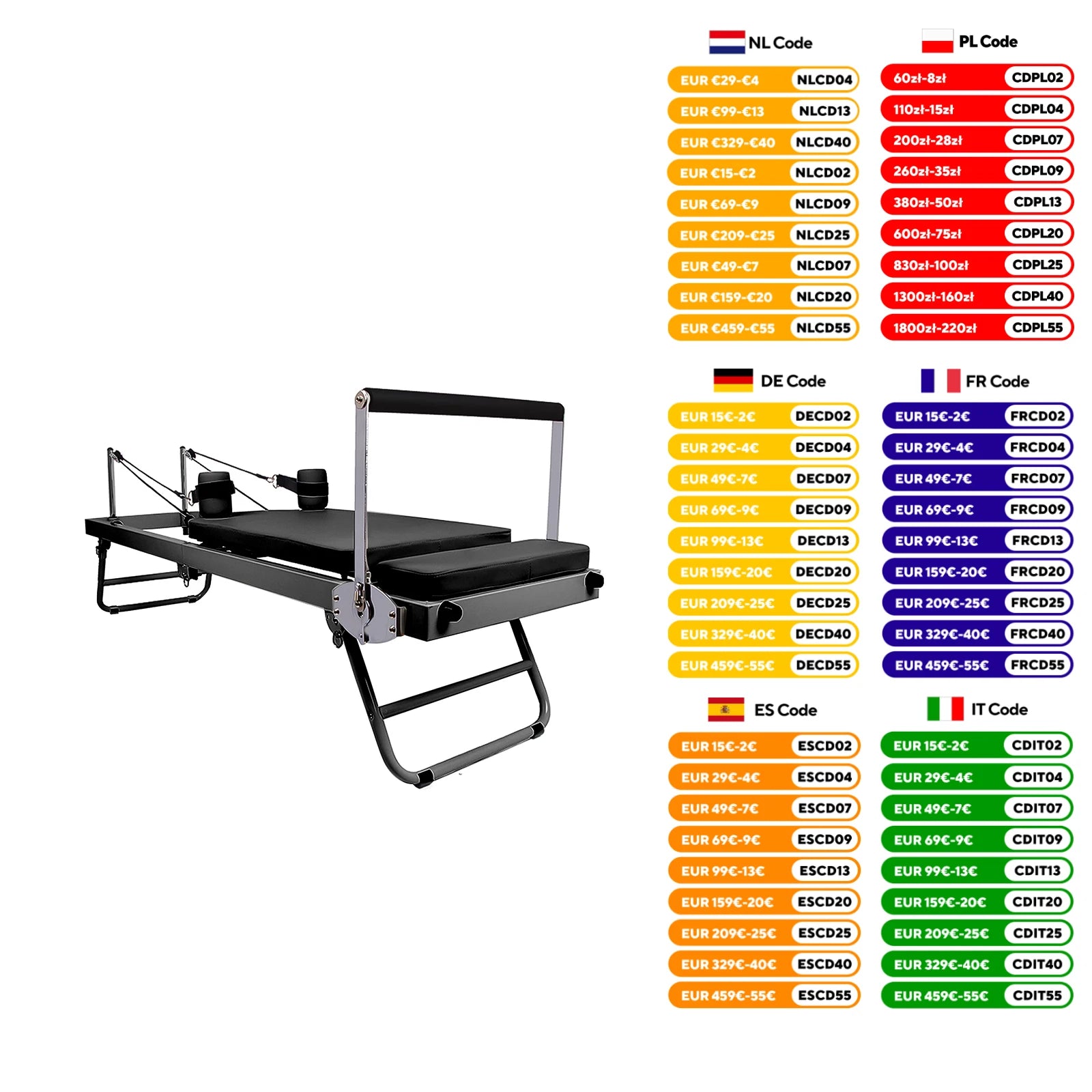 Adjustable Home Pilates Reformer – Multi-Resistance Studio Bed product image