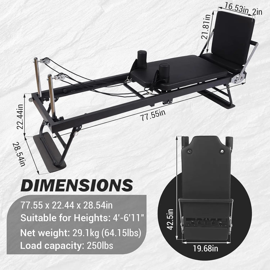 Adjustable Jump Board Pilates Reformer – Foldable Home Studio Machine product image