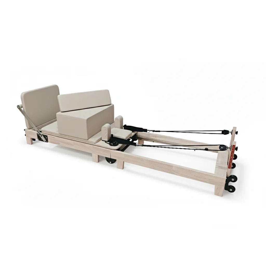 Wood Foldable Pilates Reformer – Natural Beech Home Studio Machine product image