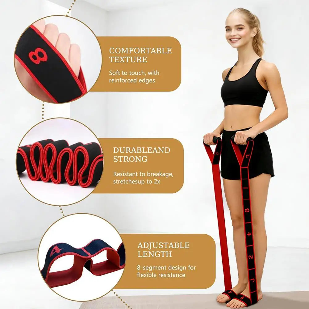Pilates Stretch Resistance Band – 8-Level Multi-Segment for Yoga, Dance & Flexibility Training