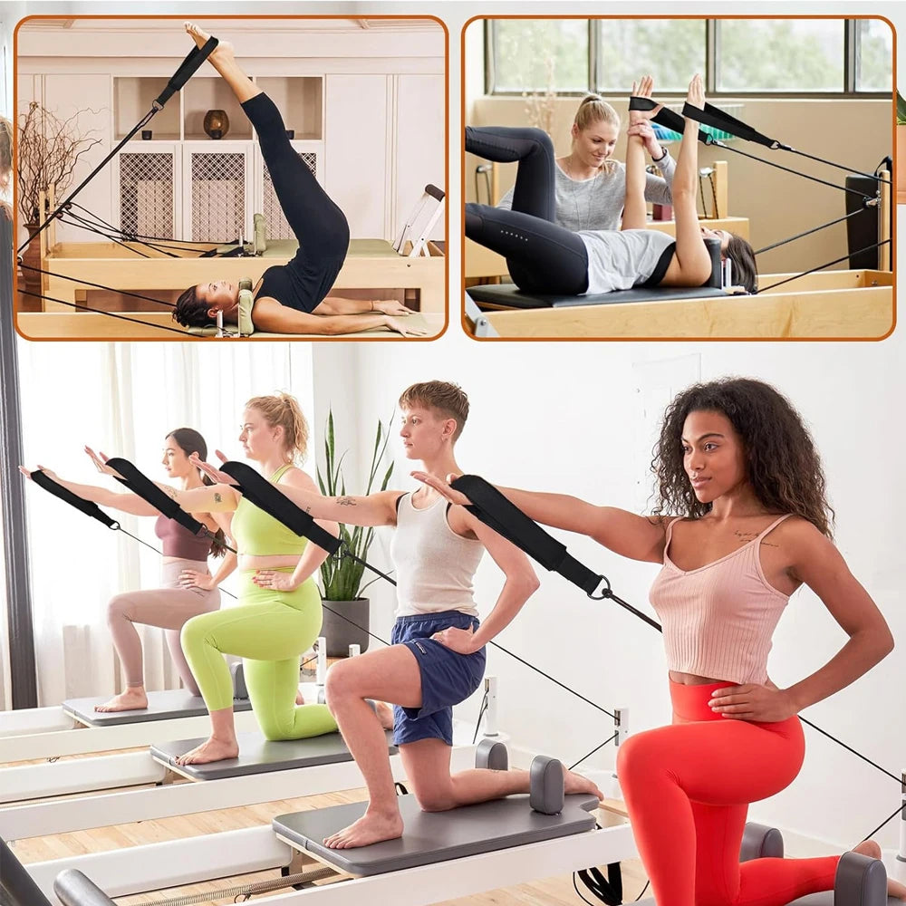 Pilates Double Loop Strap with D-Ring – Double Padded Hand & Foot Strap for Reformer & Yoga Training